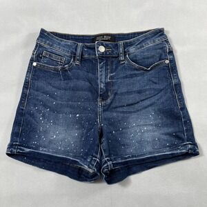 Judy‎ Blue Denim Shorts Women Small Stretch Dark Blue Splattered JB150081